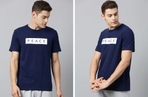 Mens Navy Blue Half Sleeve T-Shirt