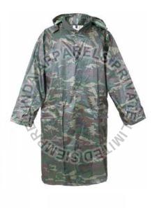 Army Print Long Rain Coat