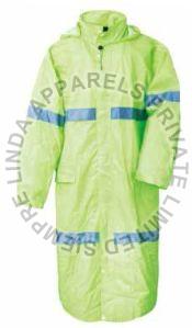 Neon Safety Rain Coat with PVC Coating