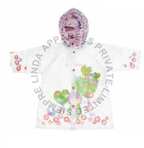 White Printed Kids PVC Rain Coat