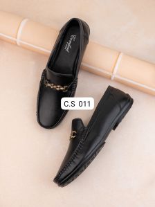 CS-011 Mens Black Leather Loafers