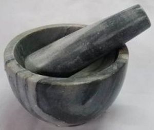 5x2.5 Inch Grey Marble Mortar & Pestle