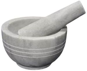 5x3 Inch Beige Marble Mortar & Pestle