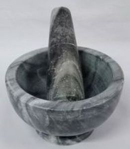 5x3 Inch Grey Marble Mortar & Pestle