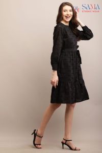 black fit flare designer western dress