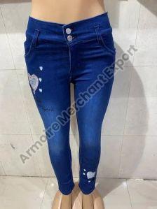 Casual Wear Embroidery Ladies Denim Jeans
