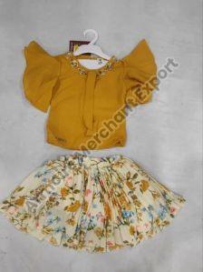 Kids Mustard Yellow Skirt Top Set