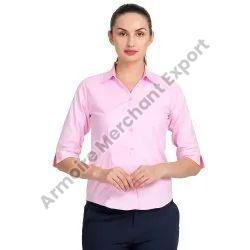 Pink Cotton Ladies Formal Shirt