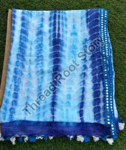 Blue & White Mulmul Cotton Sarees