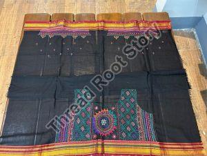 Pure Handloom Cotton Black Blouse Fabric