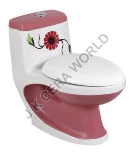 Magenta and White Ceramic One Piece Water Closet