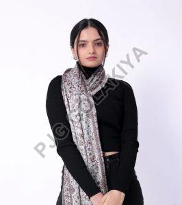 Floral & Paisley Grey Viscose Scarf