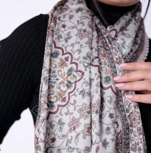 Floral & Paisley Grey Viscose Scarf
