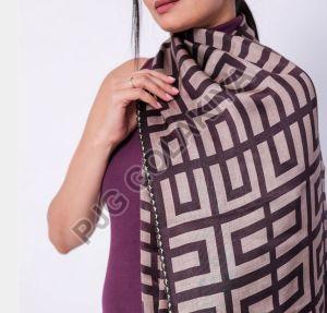Purple Geometric Pattern Viscose Scarf