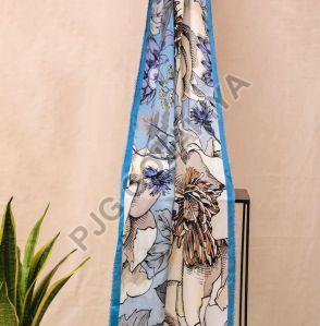 Blue Stylish Floral Printed Viscose Scarf