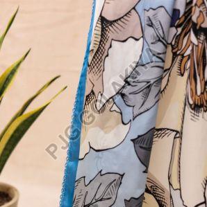 Blue Stylish Floral Printed Viscose Scarf