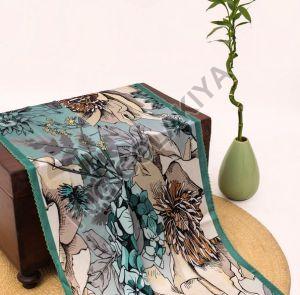 Green Stylish Floral Printed Viscose Scarf