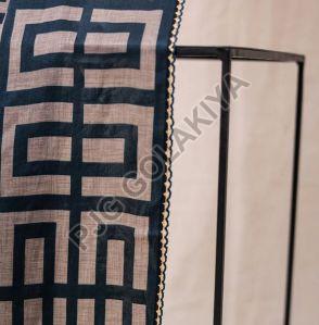 Blue Geometric Pattern Viscose Scarf