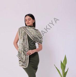 Floral & Paisley Green Viscose Scarf
