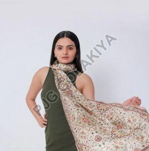 Floral & Paisley Orange Viscose Scarf