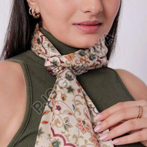 Floral & Paisley Orange Viscose Scarf