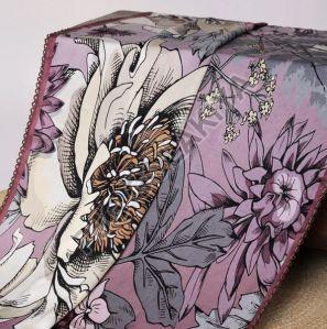 Purple Stylish Floral Printed Viscose Scarf