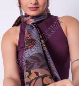 Purple Leaf Design Viscose Scarf
