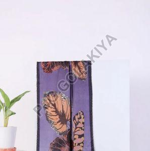 Purple Leaf Design Viscose Scarf