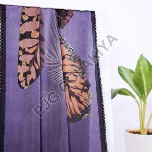 Purple Leaf Design Viscose Scarf