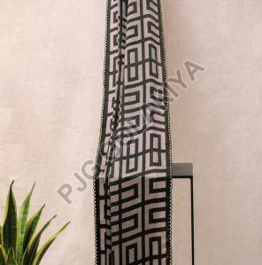 Black Geometric Pattern Viscose Scarf
