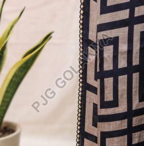Black Geometric Pattern Viscose Scarf