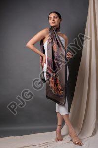 Brown Leaf Design Viscose Scarf