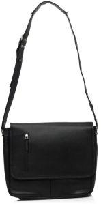 kara black leather unisex 12 inch laptop messenger bag