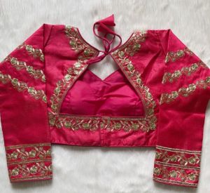 Pink Sequence Embroidered Silk Blouse