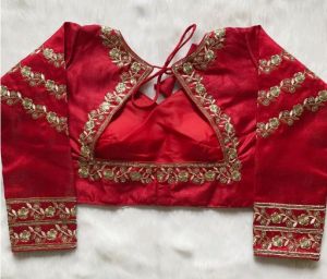 Zari Milan Silk Red Embroidery Sequence Work Blouse