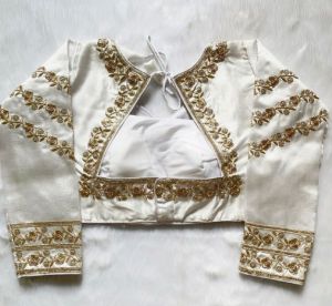 Ladies White Embroidery Silk Blouse