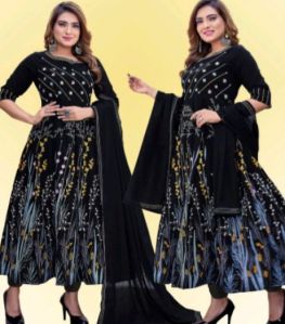 Ladies Black Embroidered Anarkali Suit