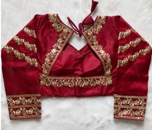 Maroon Embroidered Silk Blouse