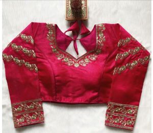 Pink Sequence Embroidered Silk Blouse
