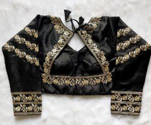 Silk Black Embroidery Sequence Work Blouse