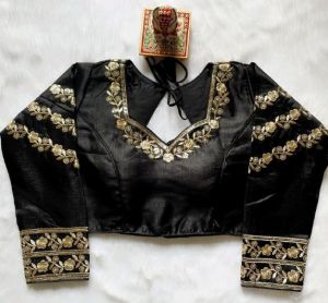 Silk Black Embroidery Sequence Work Blouse