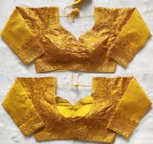 Yellow Heavy Milan Sequence Work Embroidered Blouse