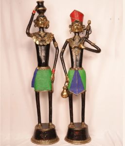 Bell Metal Vibrant Tribal Couple Figurine