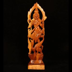 Goddess Saraswati Wooden Sculpture