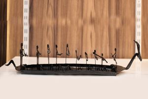 Wrought Iron Boat with Rowers Showpiece