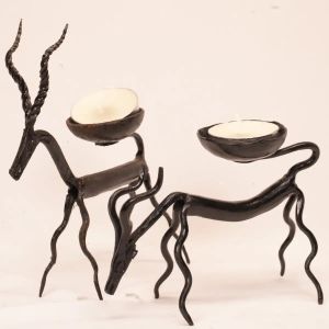 Wrought Iron Deer-Shaped Candle Holder
