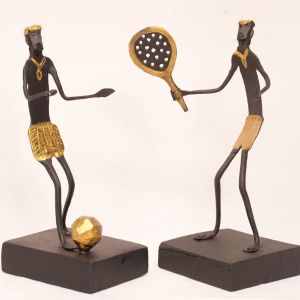 Wrought Iron Tennis Player Sculpture