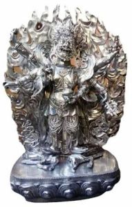 Brass Silver Coated Narasimha Statue