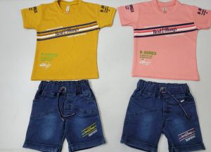 Boys Printed T-Shirt & Denim Shorts Set
