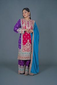 embroidered punjabi style palazzo suit